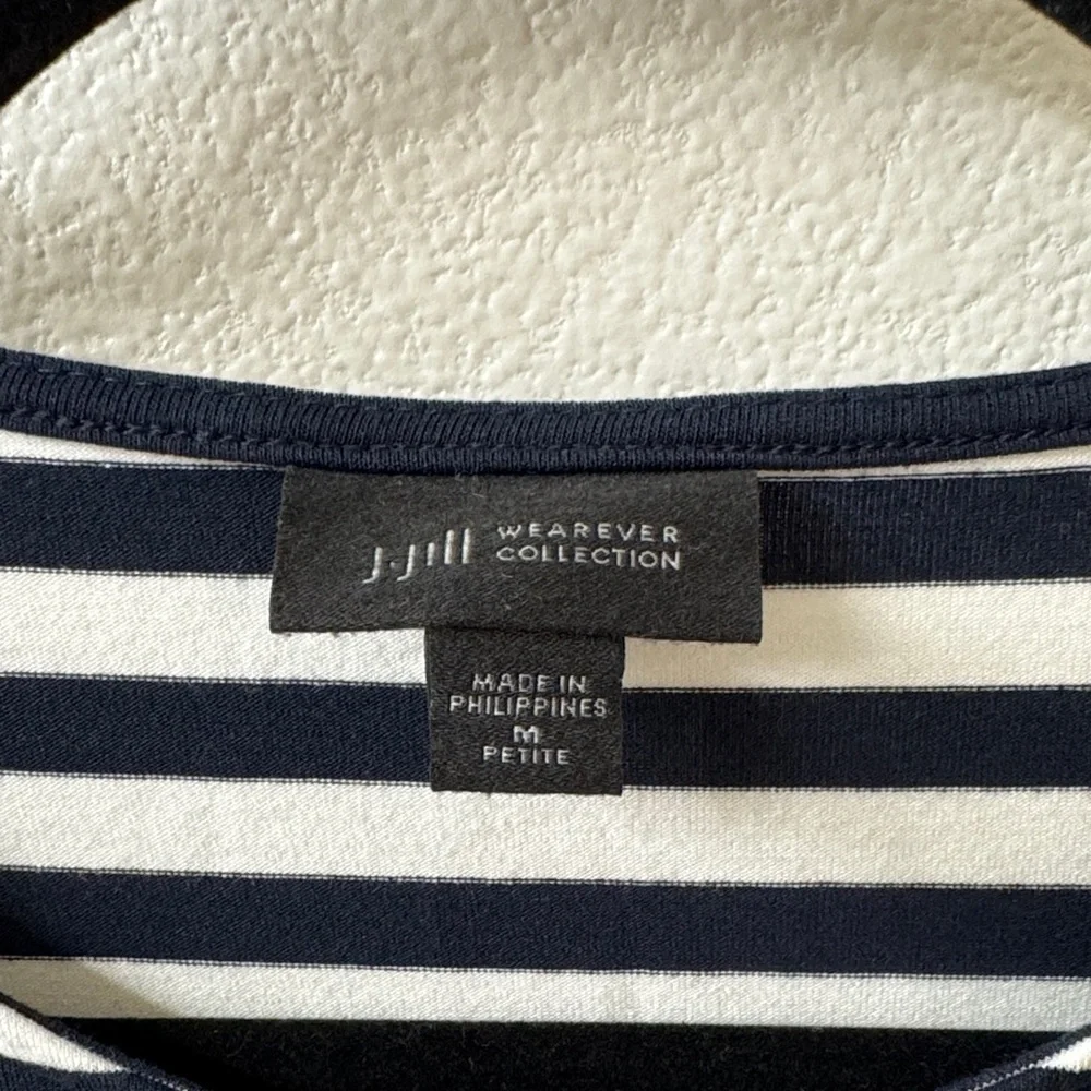 J. Jill Navy and White Striped Long Sleeve Top - Picture 2 of 6